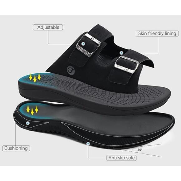 ONCAI Men Sandal Arch Support Buckle Straps Recovery Slides Orthotic Size 12 - Picture 4 of 6